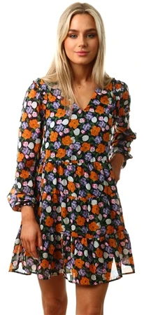 Only Paisley Purple / Black Star Regular Fit V-Neck Short Dress