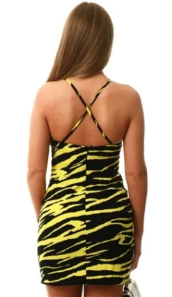 Only Yellow / Black Zebra Print Veda Mini Dress -Cheap Drape Dresses Store 26677 3