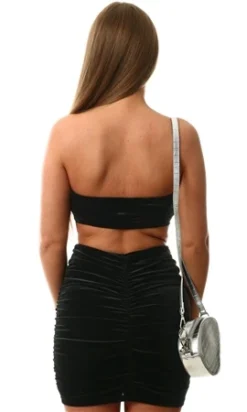 Noisy May Black Alma Cropped Velvet Top -Cheap Drape Dresses Store 26685 3