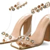 Public Desire Nude Laya Patent Perspex Diamante High Heels