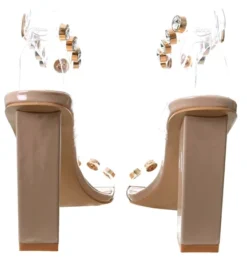 Public Desire Nude Laya Patent Perspex Diamante High Heels -Cheap Drape Dresses Store 26808 2
