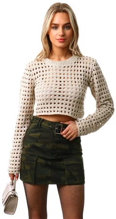 Saint Genies Green Camo Mini Skirt