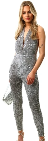Parisian Silver Sequin Halterneck Jumpsuit