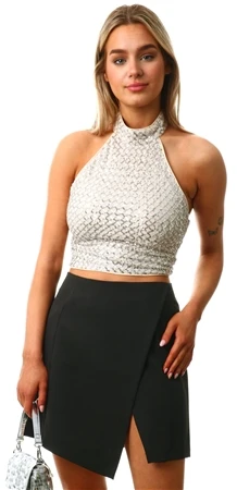 Vila Black Kammas Asymmetrical Mini Skirt