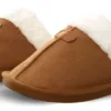 No Doubt Camel Slip On Fur Suede Slipper