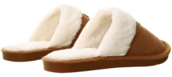 No Doubt Camel Slip On Fur Suede Slipper -Cheap Drape Dresses Store 26931 3