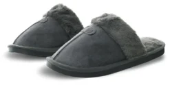 No Doubt Grey Slip On Fur Suede Slipper