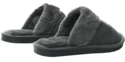 No Doubt Grey Slip On Fur Suede Slipper -Cheap Drape Dresses Store 26932 3
