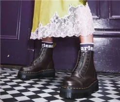 Dr. Martens Dr Martens Burgundy Milled Nappa Sinclair Leather Platform Boots -Cheap Drape Dresses Store 27028 3