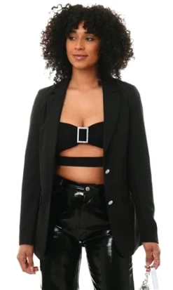 Vila Black Kammas Loose Fit Blazer