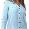 Veromoda White/Blue Collar Buttoned Cuffs Sleeves Shirt
