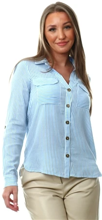 Veromoda White/Blue Collar Buttoned Cuffs Sleeves Shirt
