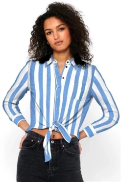 Only Cloud Dancer / Wide Strip Lecey Tie Detail Shirt