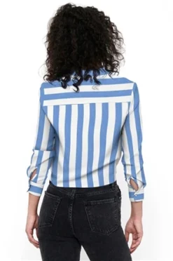 Only Cloud Dancer / Wide Strip Lecey Tie Detail Shirt -Cheap Drape Dresses Store 27572 3