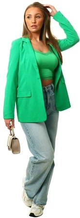 Veromoda Green / Bright Green Zelda Loose Fit Notch Lapel Blazer 3 Veromoda Green / Bright Green Zelda Loose Fit Notch Lapel Blazer - Image 3