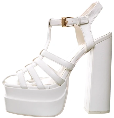 Public Desire White Denver Woven Double Platform Sandal Heels 2 Public Desire White Denver Woven Double Platform Sandal Heels - Image 2