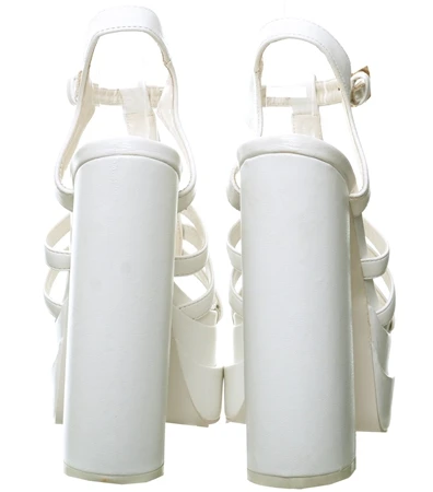 Public Desire White Denver Woven Double Platform Sandal Heels 3 Public Desire White Denver Woven Double Platform Sandal Heels - Image 3