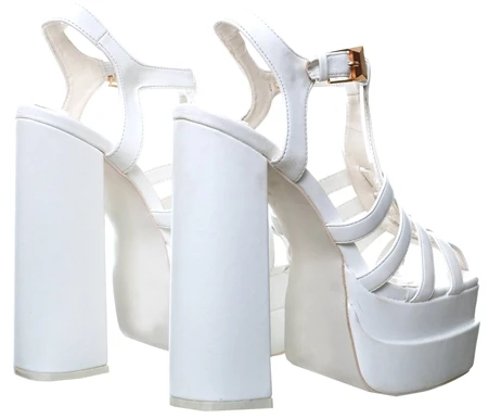 Public Desire White Denver Woven Double Platform Sandal Heels 4 Public Desire White Denver Woven Double Platform Sandal Heels - Image 4