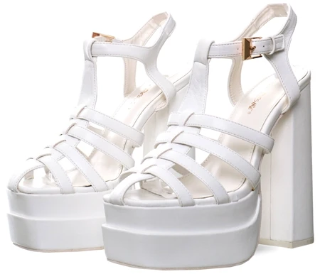 Public Desire White Denver Woven Double Platform Sandal Heels 1 Public Desire White Denver Woven Double Platform Sandal Heels