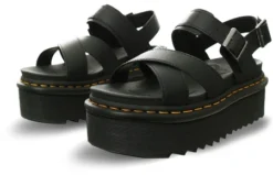 Dr. Martens Dr Martens Black Hydro Voss Ii Quad Leather Strap Platform Sandals