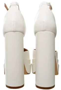Truffle White Platform Pu High Heels -Cheap Drape Dresses Store 27845 2