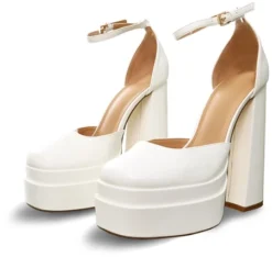Truffle White Platform Pu High Heels