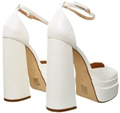 Truffle White Platform Pu High Heels -Cheap Drape Dresses Store 27845 3