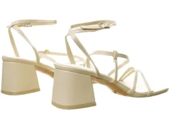 Public Desire Ecru Square Toe Lace Up Block Mid Heeled Sandals -Cheap Drape Dresses Store 27869 3