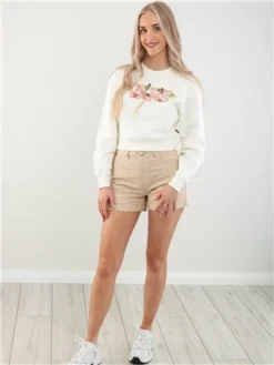 Veromoda Irish Cream Zuri Loose Fit High Rise Fold Up Hems Shorts -Cheap Drape Dresses Store 27994 2