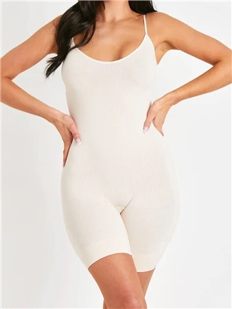 Missy Empire Stone Ribbed Seamless Strappy Unitard 2 Missy Empire Stone Ribbed Seamless Strappy Unitard - Image 2