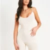 Missy Empire Stone Ribbed Seamless Strappy Unitard