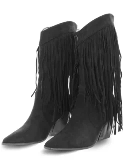 No Doubt Black Fringe Calf Boot