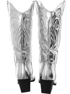 No Doubt Silver Pu Cowboy Boot -Cheap Drape Dresses Store 28029 2