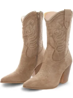 No Doubt Beige Suede Western Boot