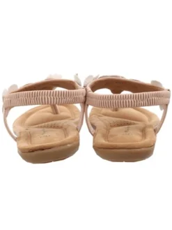 Krush Nude Slip On Floral Embellished Sandal -Cheap Drape Dresses Store 28035 2