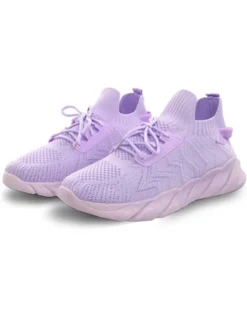 No Doubt Purple Lace Up Texture Trainer
