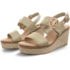 Xti Gold Strap Espadrille Wedge Sandal