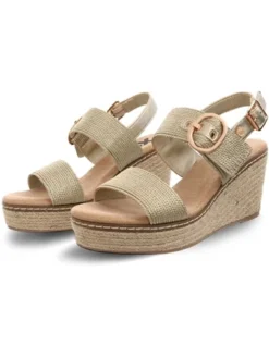 Xti Gold Strap Espadrille Wedge Sandal