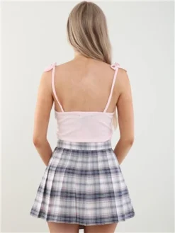 Saint Genies White Pleat Mini Skort -Cheap Drape Dresses Store 28048 3