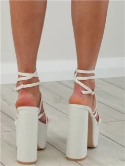 Public Desire Ecru Linen Suki Platform Shoe -Cheap Drape Dresses Store 28052 3