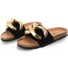 Westland Black Slip On Gold Buckle Sandal