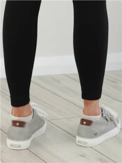 Mustang Light Grey Lace Up Zip Detail Trainers -Cheap Drape Dresses Store 28068 2