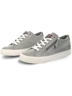 Mustang Light Grey Lace Up Zip Detail Trainers