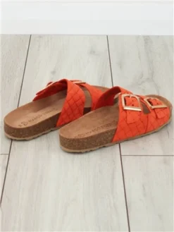 Marco Tozz Orange Woven Buckle Sandals -Cheap Drape Dresses Store 28163 3