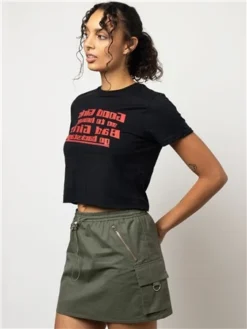 Daisy Street Khaki Cargo Mini Skirt