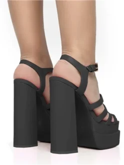 Public Desire Black Denver Woven Double Platform Sandal Heels -Cheap Drape Dresses Store 28177 3