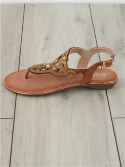 Redz Brown Embellished Sandal -Cheap Drape Dresses Store 28184 2