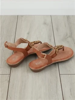 Redz Brown Embellished Sandal -Cheap Drape Dresses Store 28184 3