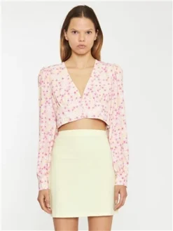 Glamorous Yellow/Pink Floral Crop Top