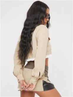 Ego Khaki Low Rise Zip Detail Motocross Mini Skirt -Cheap Drape Dresses Store 28275 3